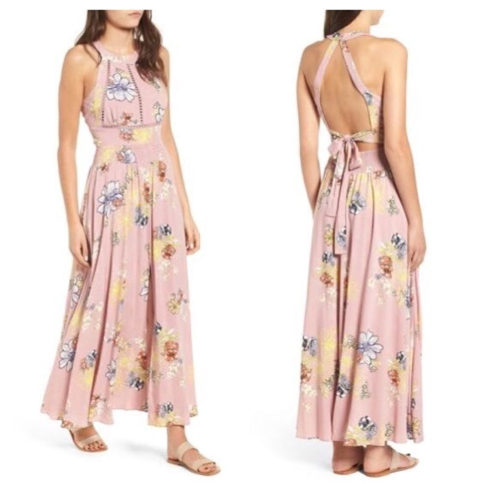 BP Floral Print Halter Maxi Dress Size Large